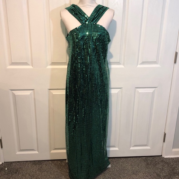 handmade Dresses & Skirts - Handmade vintage green metallic retro sequins dress